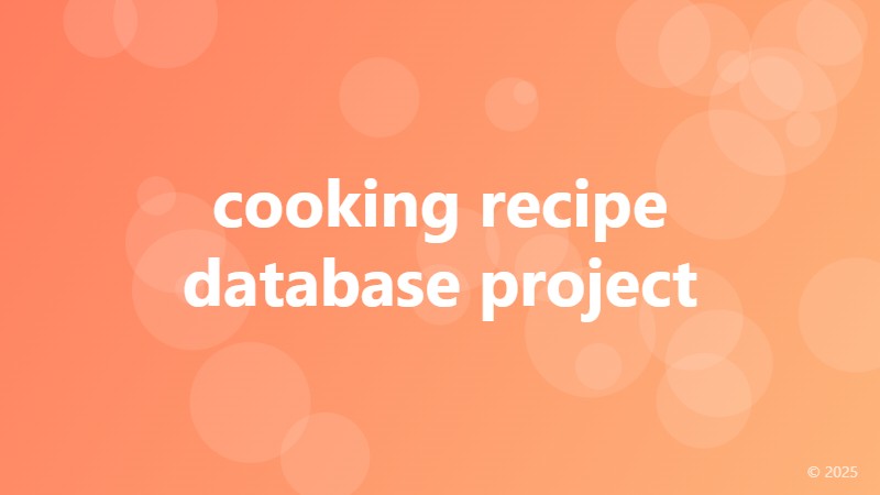 cooking recipe database project