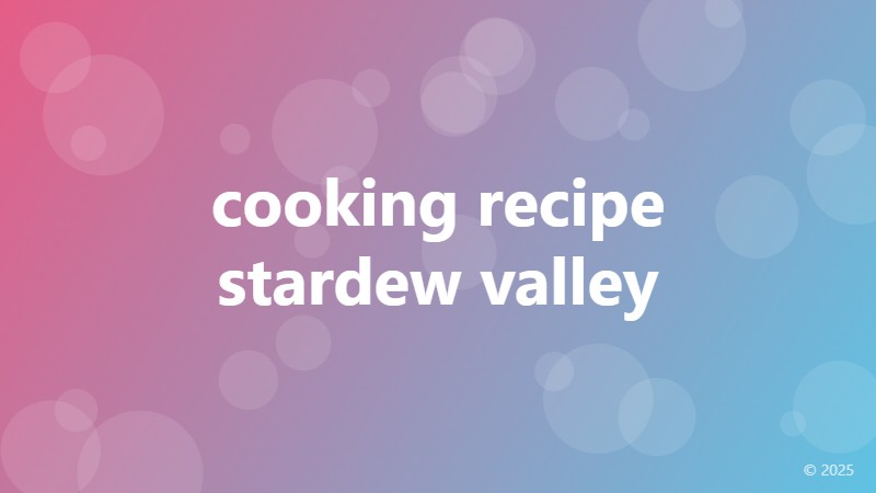 cooking recipe stardew valley