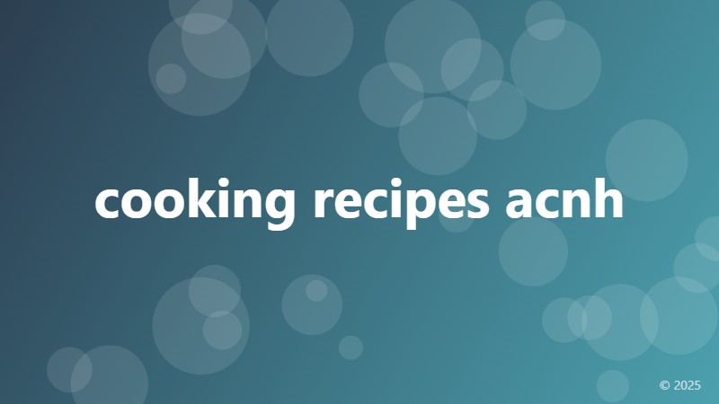 cooking recipes acnh
