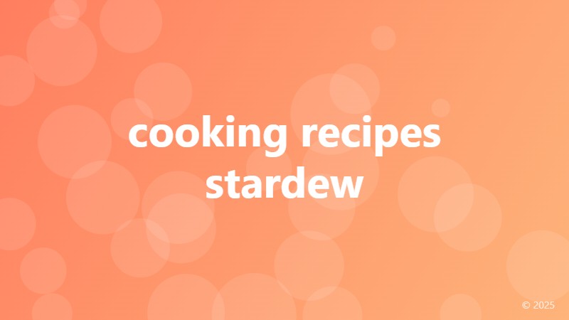 cooking recipes stardew