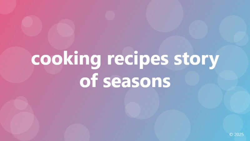 cooking recipes story of seasons